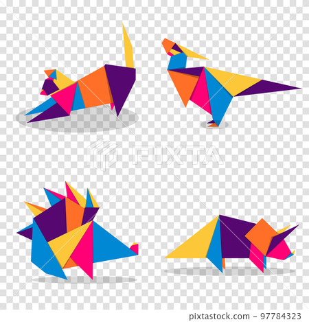 Set animals origami. Animal origami vector. Abstract animals logo design. Animal origami. Vector illustration 97784323