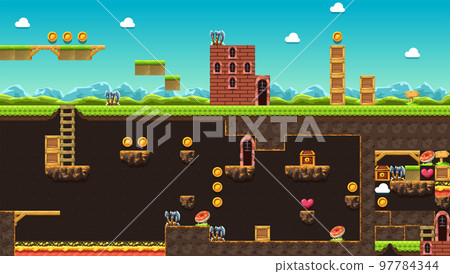 video game level with elements side view 97784344