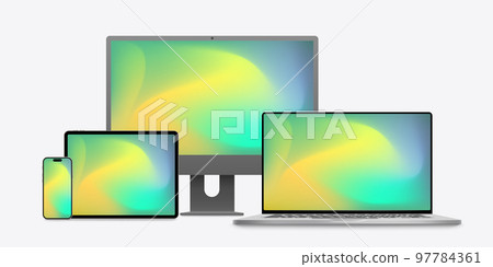 gadgets with colorful background front view set gadgets with colorful background front view set 97784361