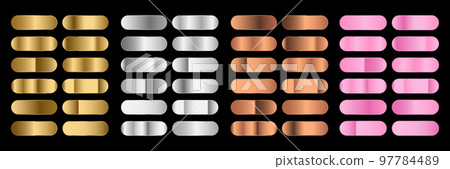 Big metal pack. Collection of gold, silver and bronze gradient for design. Vector gradients set. Vector illustration 97784489
