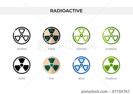 Radioactive icon in different style. Radioactive vector icons designed in outline, solid, colored, filled, gradient, and flat style. Symbol, logo illustration. Vector illustration Radioactive icon in different style. Radioactive vector icons designed in outline, solid, colored, filled, gradient, and flat style. Symbol, logo illustration. Vector illustration 97784767