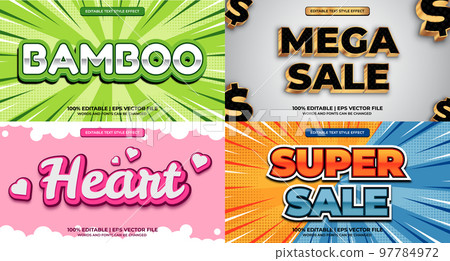 Bundle of editable text effect design vector. Set of editable text effect design. Modern editable text effect vector design. Vector illustration Bundle of editable text effect design vector. Set of editable text effect design. Modern editable text effect vector design. Vector illustration 97784972