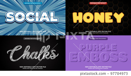 Bundle of editable text effect design vector. Set of editable text effect design. Modern editable text effect vector design. Vector illustration Bundle of editable text effect design vector. Set of editable text effect design. Modern editable text effect vector design. Vector illustration 97784973