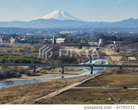 Mt.Fuji, Iruma River and cityscape, Kawagoe City, Saitama Prefecture (aerial photography by drone) Mt.Fuji, Iruma River and cityscape, Kawagoe City, Saitama Prefecture (aerial photography by drone) 97785715