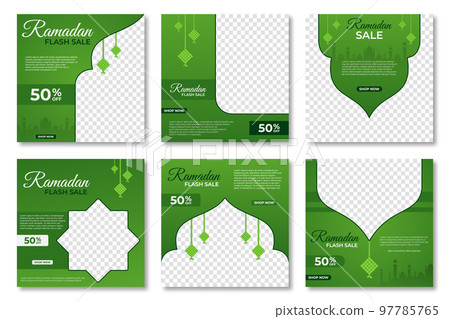 Set of Ramadan sale banner template. Modern social media advertising square banner. Suitable for social media post and web internet ads. Vector illustration Set of Ramadan sale banner template. Modern social media advertising square banner. Suitable for social media post and web internet ads. Vector illustration 97785765