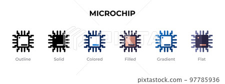 Microchip icon in different style. Microchip vector icons designed in outline, solid, colored, filled, gradient, and flat style. Symbol, logo illustration. Vector illustration 97785936
