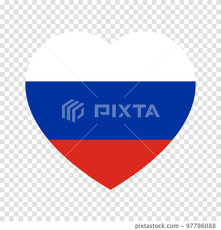Flag of Russia in heart shape. Russia national symbol. Vector illustration 97786088