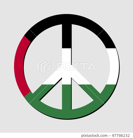 Palestine flag in peace symbol. No war. Peaceful concept. Vector illustration Palestine flag in peace symbol. No war. Peaceful concept. Vector illustration 97786232