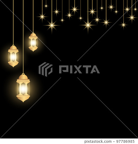 Decorative template design for ramadan with stars and lantern. Ramadan kareem with lantern. Vector illustration Decorative template design for ramadan with stars and lantern. Ramadan kareem with lantern. Vector illustration 97786985