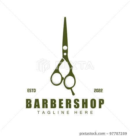 Scissors Logo Design, Barbershop Shaver Vector, Babershop Scissors Brand Illustration 97787289