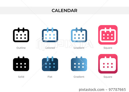 calendar icon in different style. calendar vector icons designed in outline, solid, colored, gradient, and flat style. Symbol, logo illustration. Vector illustration calendar icon in different style. calendar vector icons designed in outline, solid, colored, gradient, and flat style. Symbol, logo illustration. Vector illustration 97787665