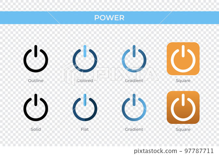 power icon in different style. power vector icons designed in outline, solid, colored, gradient, and flat style. Symbol, logo illustration. Vector illustration power icon in different style. power vector icons designed in outline, solid, colored, gradient, and flat style. Symbol, logo illustration. Vector illustration 97787711