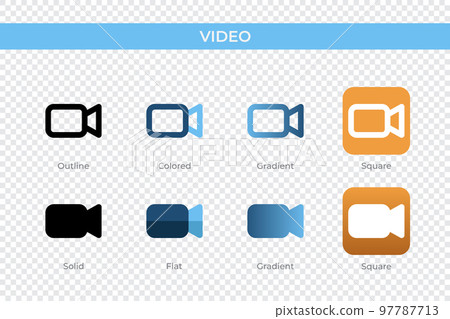 video icon in different style. video vector icons designed in outline, solid, colored, gradient, and flat style. Symbol, logo illustration. Vector illustration 97787713