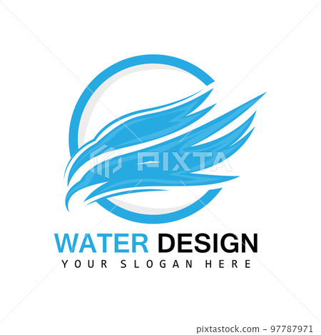 Water Wave Logo, Earth Element Vector, Water Wings Logo Design Style, Brand Icon, Sticker 97787971