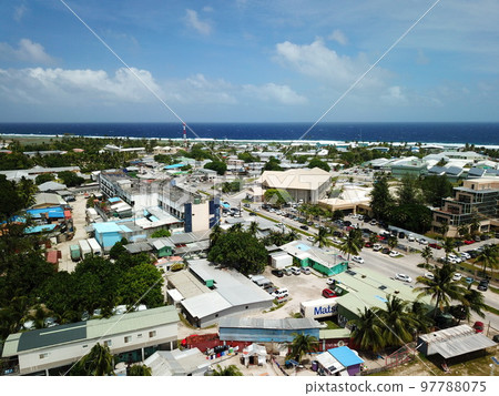 Majuro atoll and Majuro town in Marshall islands 97788075