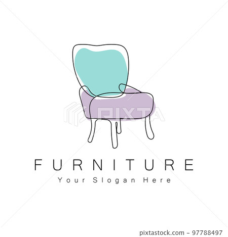 Furniture Logo Design, Home Furniture Illustration Table Icons, Chairs, Cupboards, Lamps 97788497