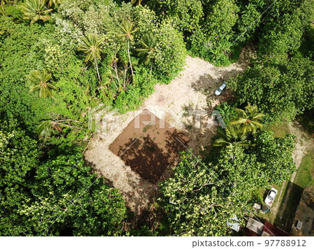 Tofol town drone view at Lelu in Kosrae, Micronesia 97788912