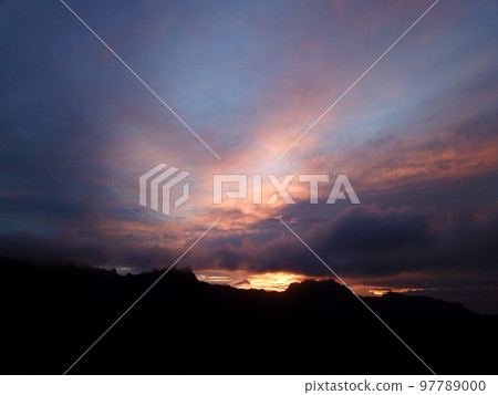 Sunset to Sleeping lady in Kosrae, Micronesia Sunset to Sleeping lady in Kosrae, Micronesia 97789000