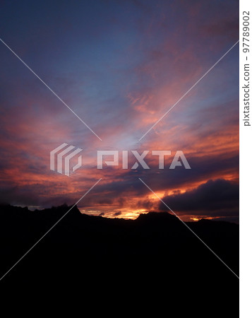 Sunset to Sleeping lady in Kosrae, Micronesia Sunset to Sleeping lady in Kosrae, Micronesia 97789002