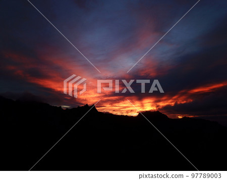 Sunset to Sleeping lady in Kosrae, Micronesia Sunset to Sleeping lady in Kosrae, Micronesia 97789003