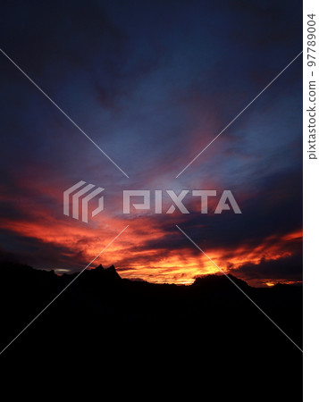 Sunset to Sleeping lady in Kosrae, Micronesia 97789004