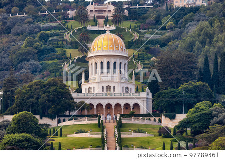 Bahai Gardens in Haifa, Israel. Tourist Attraction 97789361
