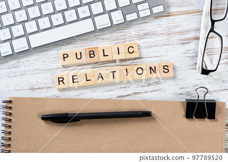 Public relations concept with letters on cubes Public relations concept with letters on cubes 97789520