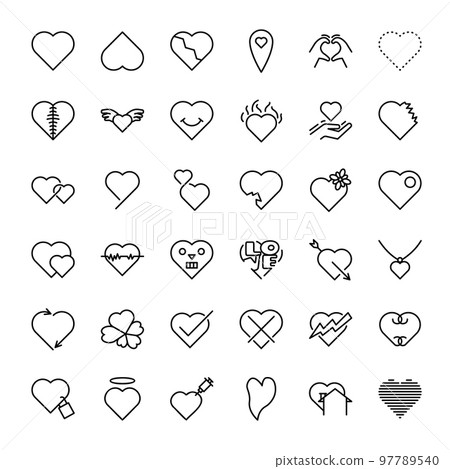 Set of heart line icons. Set of heart line icons. 97789540