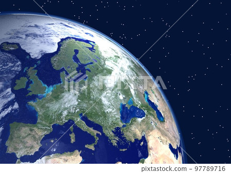 Earth Europe with stars in the background (3DCG image) 97789716