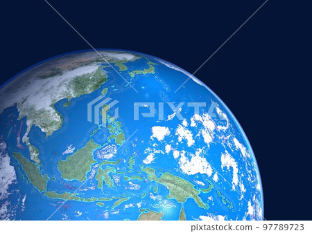 東南亞國家聯盟美拉尼西亞國家藍海背景與梨（3DCG 圖像） 97789723