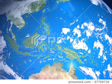 Southeast Asia Association of Southeast Asian Nations 美拉尼西亞國家藍海特寫（3DCG圖像） 97789726