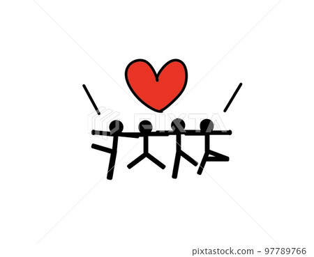 Good friends four people silhouette heart Good friends four people silhouette heart 97789766