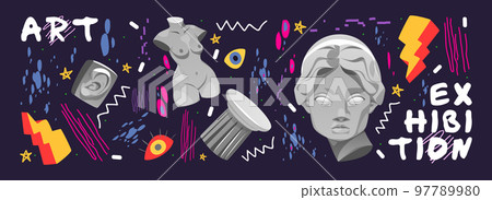 Abstract art exhibition banner in retro style 97789980