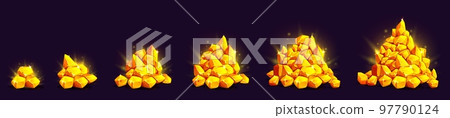 Game icons of piles of gold nuggets 97790124