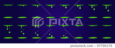 Liquid slime, green poison animation, dripping goo Liquid slime, green poison animation, dripping goo 97790176