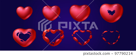 Heart explosion sprite, vector animation frame 97790214