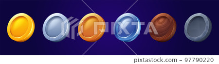 Game buttons, round frames or ui level icons set 97790220