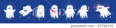 Cute ghosts cartoon halloween character set 97790230