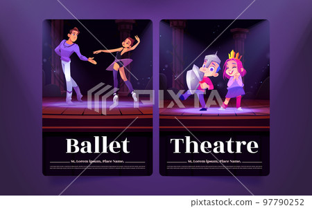 Ballet and theater posters with dancers and kids 97790252