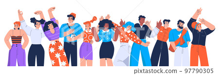 Happy people friends, employees cheerful emotions Happy people friends, employees cheerful emotions 97790305