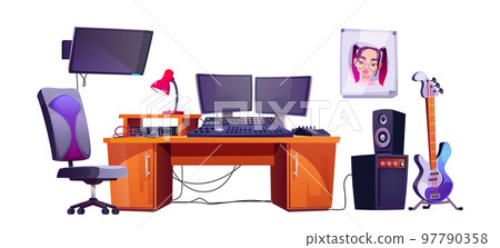 Music studio room equipment set, record producer 97790358
