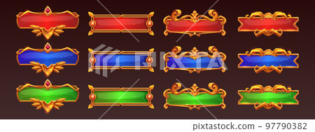 Medieval game frames or buttons, menu elements 97790382
