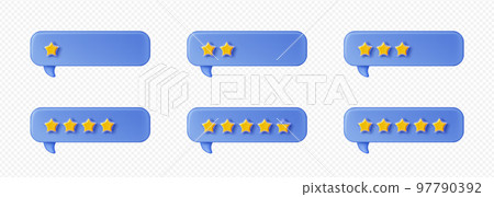 3d render customer feedback stars in speech bubble 3d render customer feedback stars in speech bubble 97790392