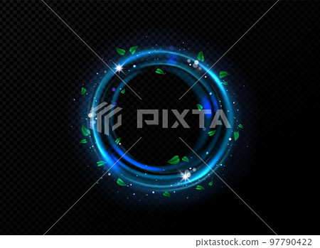 Abstract circle frame with green leaves 97790422