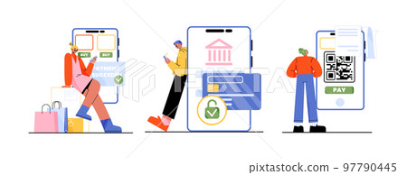 Online bill, payment via mobile phone concept Online bill, payment via mobile phone concept 97790445