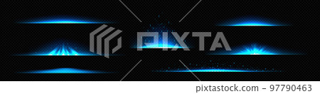 Light dividers, blue glow effect lines with sparks Light dividers, blue glow effect lines with sparks 97790463