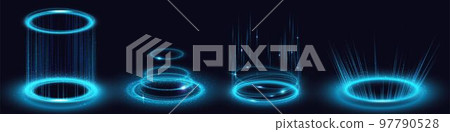 Magic portals, blue light hologram effect, vortex 97790528