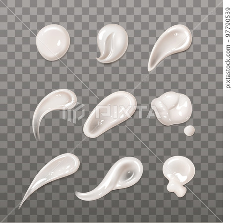 White cosmetic cream, lotion or gel swatches 97790539