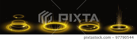 Yellow portal circles set isolated on background Yellow portal circles set isolated on background 97790544