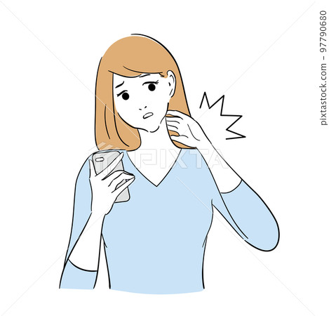 Cute woman suffering from stiff neck 97790680